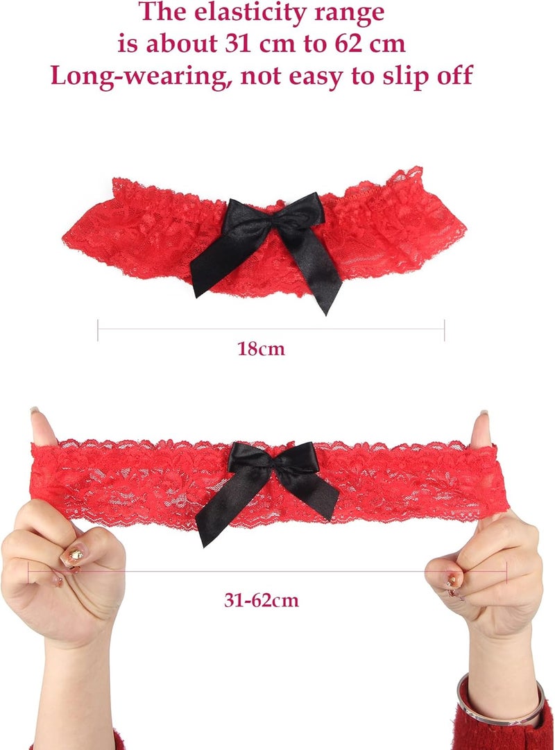 OhYeah! Lace Wedding Garters for Bride Bridal Garter Set Elastic Leg Garters for Thigh with Bow Party Prom Bridal Lingerie - Image 2